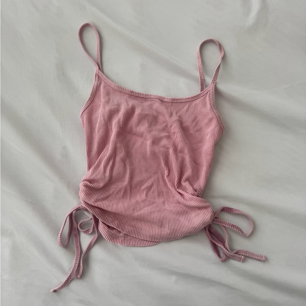 PacSun Ribbed Pink Lounge Top with Side Tie Detail